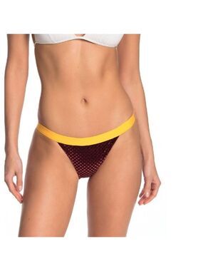 Onia Leila Textured Velvet String Bikini Bottoms